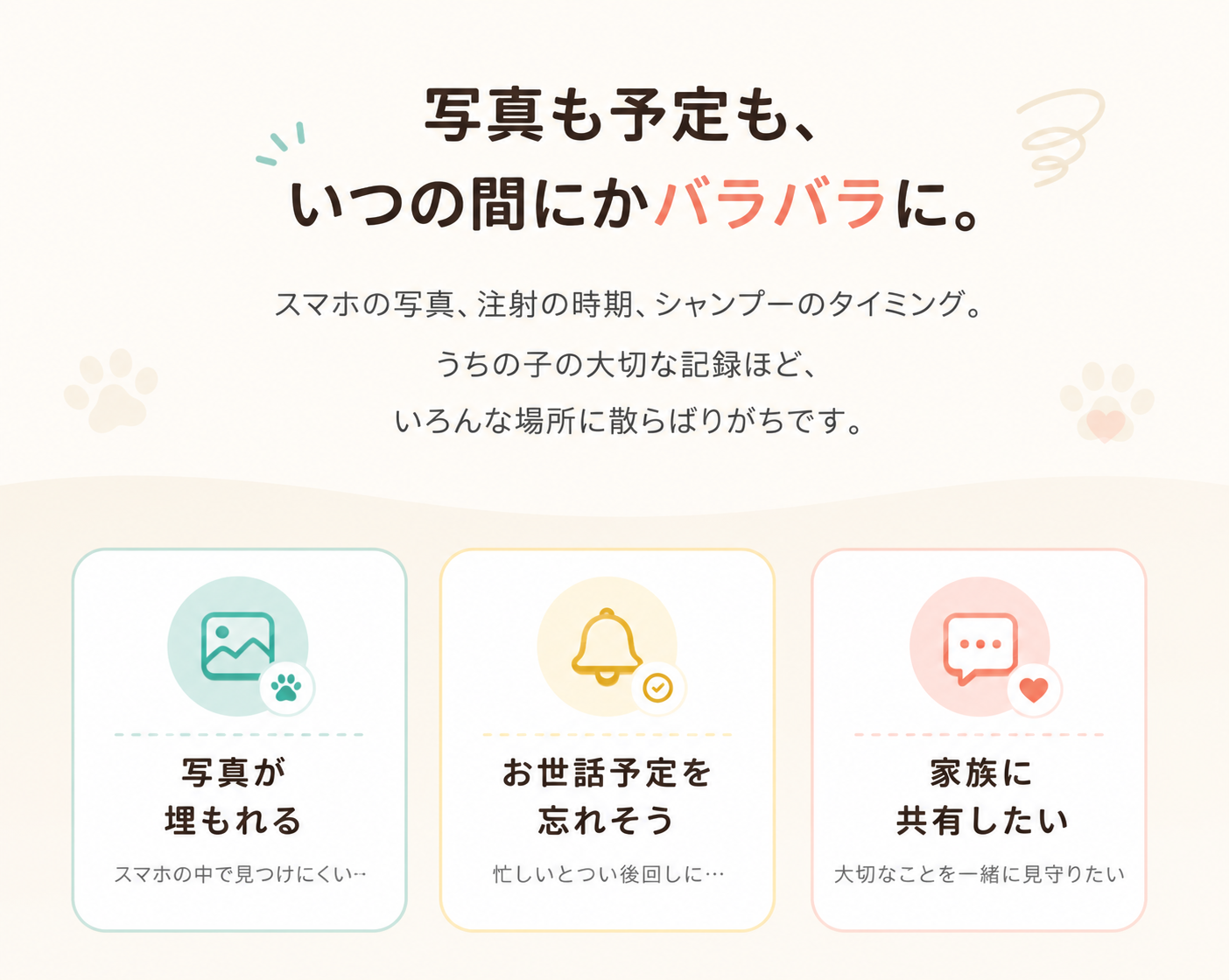 写真も予定も、いつの間にかバラバラに。