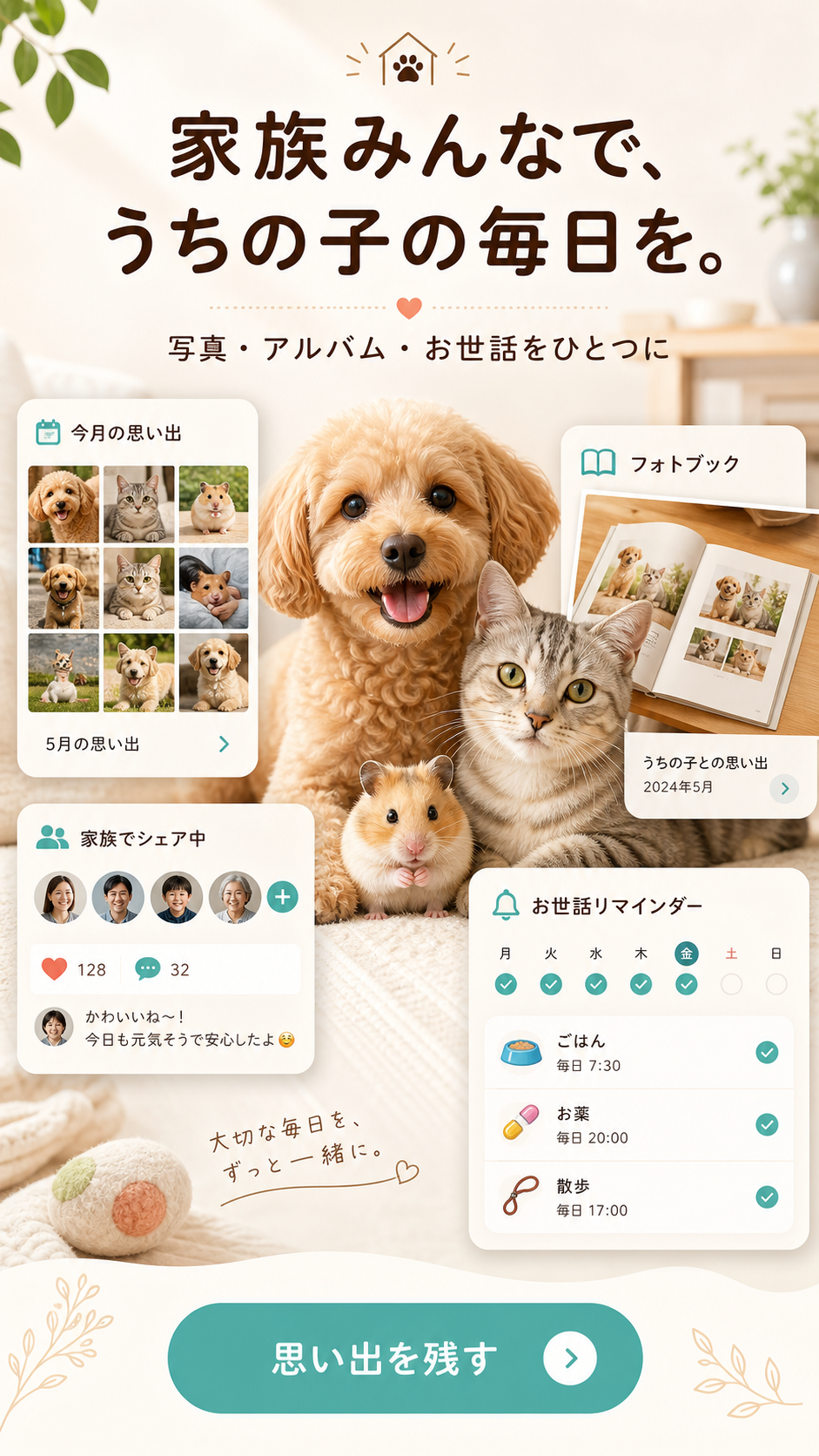 家族みんなで、うちの子の毎日を。